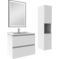 Acezanble Meuble salle de Bain 60cm avec colonne et miroir 3 couleurs blanc