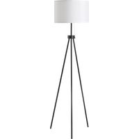 Lámpara de pie moderna, E27, acero y poliéster, blanco y negro, 37x37x152cm, iluminación elegante para salón y dormitorio.
