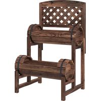 Jardinière extérieur 2 niveaux avec grille et trous drainage bois sapin 42x49x80 cm châtaignier