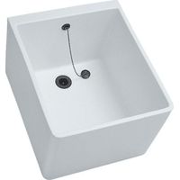 Allia – Cuve à laver céramique 60x50x37.5 cm – Équipée d'un trop-plein – Pour espaces confinés – Blanc