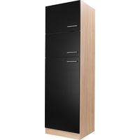 Umbauschrank Kühlschrank 60 cm Eiche Sägerau Schwarz Merle Respekta