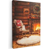 CUADRO EN LIENZO Invierno - Navidad - Hogar - Chimenea Lienzo Para Dormitorios 60x90 cm