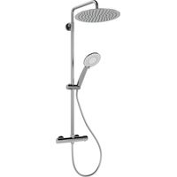 Thermostatische Duscharmatur – Runde Ausführung – Oberer/Unterer Auslauf – 250 mm Regenbrause aus Edelstahl – 5F Handbrause – Chrom