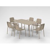Porto 6 Seater Stacking Rectangular Dining Set - Steel - Champange