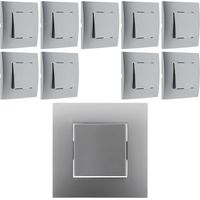 Lot de 10 poussoirs montés module large Silver – Fixation à vis ou griffes – Puissance 2300W sous 230V – Certifié NF et CE – Simplea