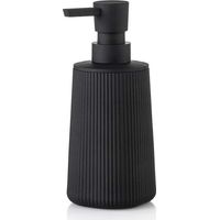 Piccolo dispenser di sapone per bagno e cucina, stile rustico moderno a righe, in plastica, con pompa, nero opaco