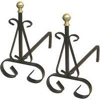 ALARI PER CAMINO CON POMOLI IN OTTONE- - cm.19x31x30h. - 1 coppia MILLE