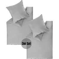 SCHÖNER WOHNEN Biancheria da letto in raso PLAIN - Set da 2 140x200 cm, grigio