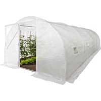 Serra a tunnel da giardino "Mimosa" con porta - 18 m² - 180 g - Bianco