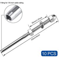 10 Pcs Tendeurs de Câbles Filetés Fendeur Câble Inox Garde Corps Câble Tendu Câble Inox Garde Corps Connecteur de Câble Métallique avec Écrou Joint pour Systèmes Gréement Garde-Corps 1/8 "
