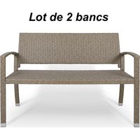 Lot de 2 Bancs de jardin 122 x 90 x 55 cm en polyrotin 2 places