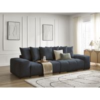 BOBOCHIC - Canapé droit convertible coffre ANAKIN tissu bouclette Bleu foncé