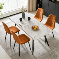 AINPECCA 150CM90CM Grey Dining Table and Dining Chairs 4 Set Padded Chairs Home Kitchen(1 TABLE+4 ORG CHAIRS)