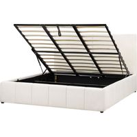 Bett mit Stauraum CASTELNAVET Stoff Cremeweiß 180 x 200 cm