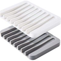 Confezione da 2 portasapone autodrenanti in silicone di alta qualità per doccia, bagno, cucina, vasca da bagno, rasoio, spugne, drenaggio ottimale dell'acqua