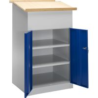Pavoy, Pupitre industriel, avec armoire à porte battante, bleu