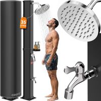 Casaria – Douche solaire 35L pour jardin et piscine – Température jusqu'à 60 °C – Pommeau pivotant 360° – Résistante aux UV et intempéries