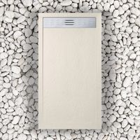 Piatto Doccia 70X120 cm Con Griglia Laterale Vulcano Line Slim Beige Ral 1013 In Resina Sintetica e Polvere Di Marmo Con Piletta In Omaggio - FRASCIO