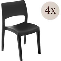 Chaise d'Extérieur Zircone, 4 Chaises, Empilable Made in Italy, Noir Anthracite