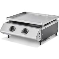 Brasero – Plancha à gaz Cadix Inox 2 brûleurs 6,3 kW – Plaque inox 3 mm – Double zone de cuisson – Surface 45,5 x 36 cm – Compacte pour 6 convives