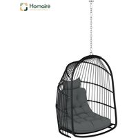 HOMAIRE Hängesessel Hängekorb Polyrattan faltbar Outdoor Indoor Dunkelgrau