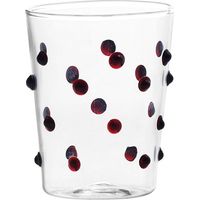 Zafferano Set 6 Bicchieri Party Tumbler Junior in Vetro Borosilicato Rosso, Design a Pois Artigianale per Servizio Liquori e Salse da Tavola