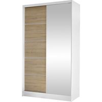 Armoire Closico Fractor III, Blanc + Sonoma chêne, 200x100x58cm, Portes d'armoire: Coulissantes, Nombre d'étagères: 4