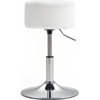 Taburete de Cocina Regulable en Altura 52-66 cm Tapizado en Pana Giratorio en 360° Blanco