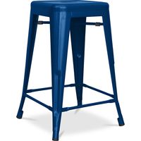 Tabouret de bar - Design industriel - Acier mat - 60cm - Nouvelle édition - Stylix Bleu foncé