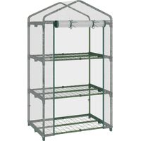 Serre transparente 69x49x125 cm avec 3 niveaux et 3 étagères porte zippée culture plantes fleurs intérieur extérieur