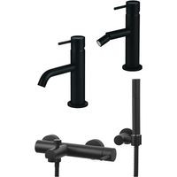 Conjunto mezclador de lavabo, mezclador de bidé y kit de bañera en negro mate Gattoni Easy KITEASYNO7