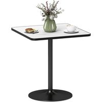 Homcom – Table de salle à manger 4 personnes – Plateau en marbre blanc – Base ronde en métal – Dimensions 70 x 70 cm – Patins antidérapants