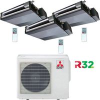 Mitsubishi Electric – Climatiseur réversible gainable 9000 + 9000 + 12000 BTU – Classe A++/A+ – Technologie Inverter – Débit d'air réglable – Dimensions compactes
