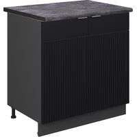 Spülenunterschrank Fame-Line, Schwarz gestreift, 80 cm mit Regal, AP Anthrazit, Vicco