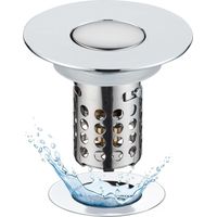 Bonde de lavabo 3 en 1 avec clapet, crépine et panier-filtre amovible, en acier inoxydable, pour lavabos de 28 à 58 mm