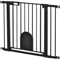 Clôture réglable pour chiens avec petite porte et fermeture automatique, 75-103x76cm, Noir
