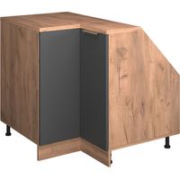 Eck-Küchenschrank für Dachschrägen R-Line, Anthrazit-Gold, 75.6 cm mit 1 Tür, Schrankkorpus 60 cm Tiefe, Vicco