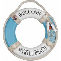 royaluxe -En Bois Nautique Vie Nautique décoratif bouée de Sauvetage bouée Maison Mur Porte tentures décor, Plage décor bouée de Sauvetage, Signe Piscine décorations (Bleu Clair)