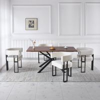 Chaises de Salle à Manger avec Accoudoirs : Chaises Rembourrées en Tissu Bouclé avec Piètement Noir Métallique