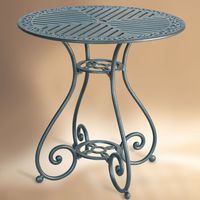Table de jardin en métal VELADOR ronde aluminium laqué bleu