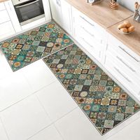 Lot de 2 Tapis de Cuisine, Antidérapant, Lavable, Silicone, Absorbant, Couloir