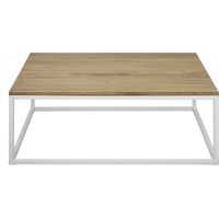 Mesa de centro iCub 100x80x37cm Blanca en madera maciza de pino acabado vintage estilo industrial Box Furniture
