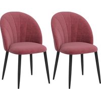 Set di 2 Sedie Sala da Pranzo, Sedie Cucina Moderne con Schienale a Conchiglia e Gambe in Metallo, Sedia in Velluto con Imbottita per Cucina, Camera da Letto, Ufficio e Soggiorno, Rosso Antico
