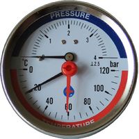 80mm 10bar jauge entrée arrièrede pression température 120C 1/2" thermomanomètre