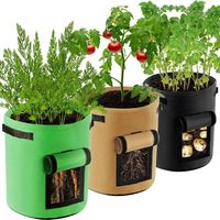 Pflanzsäcke, 3er-Packung, Vlies-Pflanzsäcke mit Griffen, atmungsaktiv und robust, für Kartoffeln, Erdbeeren, Blumen und Gemüse – Fei Yu