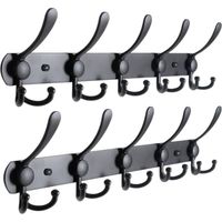 Appendiabiti da parete, gancio da parete, appendiabiti da parete in acciaio inox, appendiabiti, gancio da parete nero (15 ganci, 2 confezioni)
