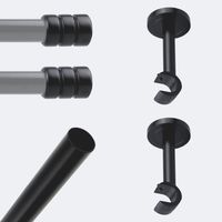 Kit de tringle à rideaux Noir Mat 150cm Diam.20mm Embout Cylindre 2ST - Fixation Mur - BOULET