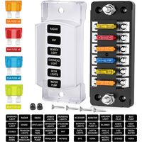 Bloc de fusibles 6 voies avec bus négatif, porte-fusible à lame 12 V, couvercle étanche, panneau de fusibles pour voitures, camions, camping-cars, fourgonnettes