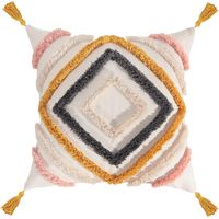 de coussin carrée en coton avec pompons matelassés Housse de