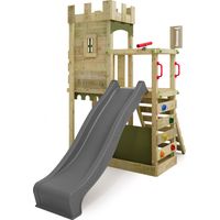 Fatmoose – Tour de jeu en bois avec toboggan 220 cm et bac à sable – Mur d'escalade et échelle inclinée – Pour enfants à partir de 3 ans